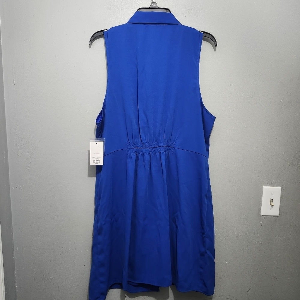 Nine West Tie Front Button Down Blue Mini Shirt Dress Size XXL New With Tags - Picture 5 of 7